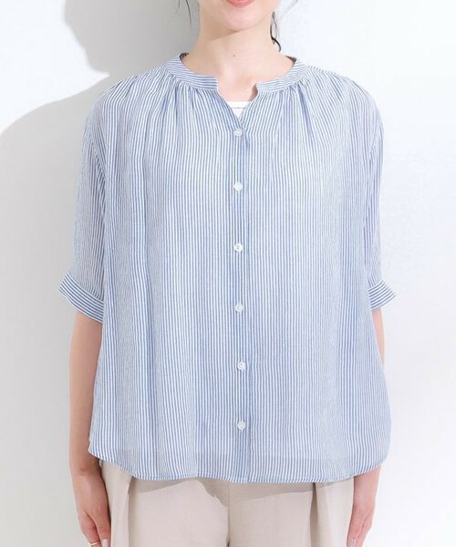 SHOO・LA・RUE / シューラルー シャツ・ブラウス | 【S-LL/2点セット】着るだけでコーデが決まる 麻調5分袖ブラウス+タンクトップ | 詳細21