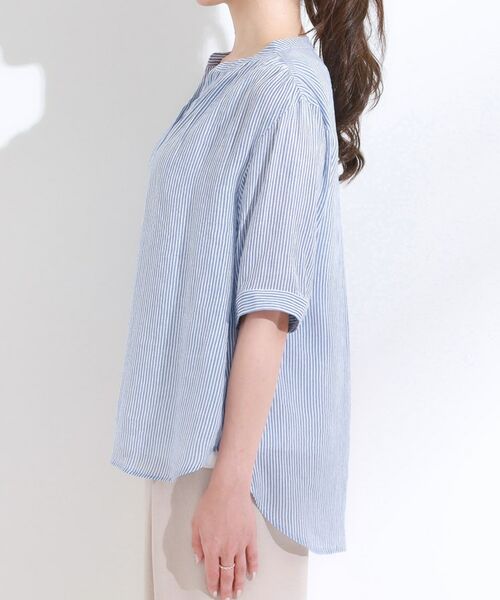 SHOO・LA・RUE / シューラルー シャツ・ブラウス | 【S-LL/2点セット】着るだけでコーデが決まる 麻調5分袖ブラウス+タンクトップ | 詳細22