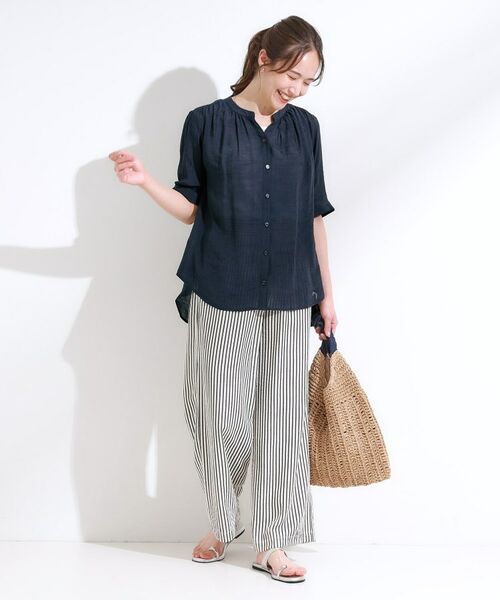 SHOO・LA・RUE / シューラルー シャツ・ブラウス | 【S-LL/2点セット】着るだけでコーデが決まる 麻調5分袖ブラウス+タンクトップ | 詳細3