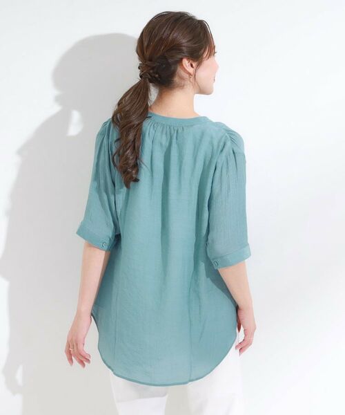 SHOO・LA・RUE / シューラルー シャツ・ブラウス | 【S-LL/2点セット】着るだけでコーデが決まる 麻調5分袖ブラウス+タンクトップ | 詳細6