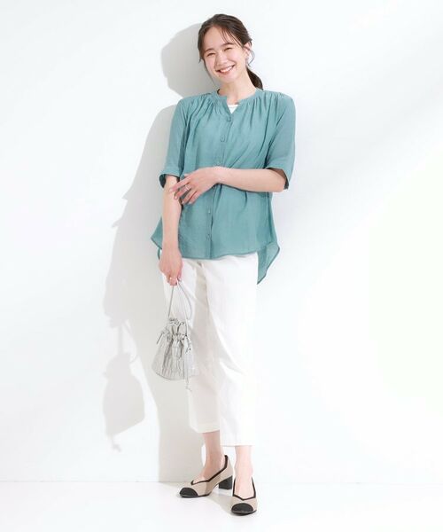 SHOO・LA・RUE / シューラルー シャツ・ブラウス | 【S-LL/2点セット】着るだけでコーデが決まる 麻調5分袖ブラウス+タンクトップ | 詳細7