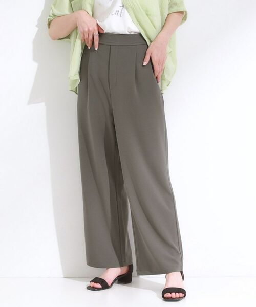 SHOO・LA・RUE / シューラルー パンツ | 【S-LL/ストレッチ】脚のラインを拾いにくい スマートワイドパンツ【CIRCRIC】(チャコールグレー(014))