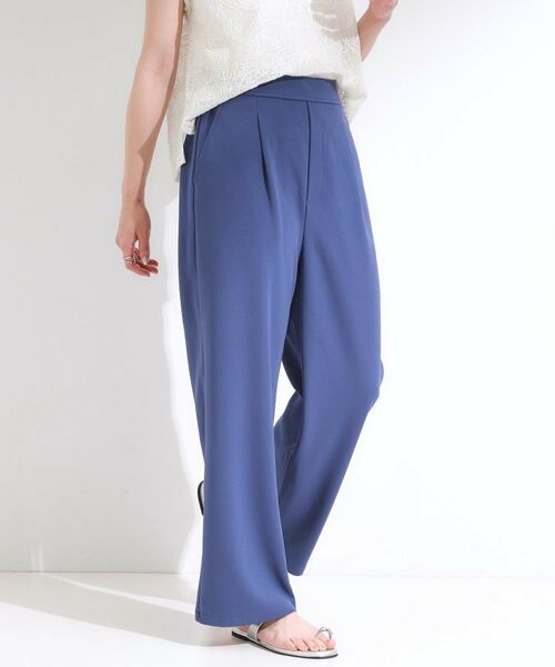 SHOO・LA・RUE / シューラルー パンツ | 【S-LL/ストレッチ】脚のラインを拾いにくい スマートワイドパンツ【CIRCRIC】(ブルー(092))