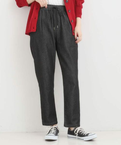 SHOO・LA・RUE/シューラルー 【SS-LL/美脚シルエット】デニムイージーテーパードパンツ ブラック(019) 02(M)