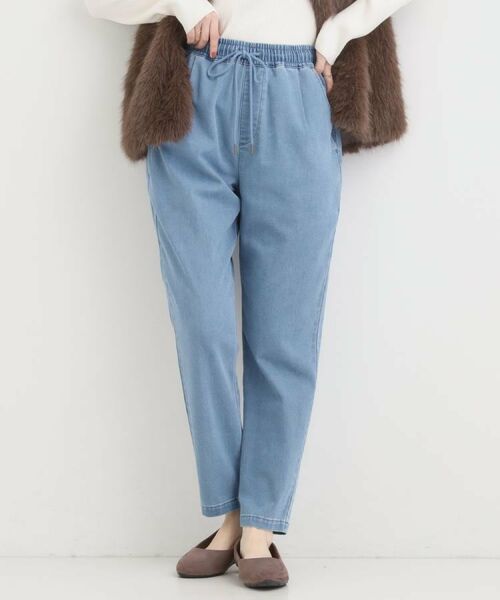 SHOO・LA・RUE/シューラルー 【SS-LL/美脚シルエット】デニムイージーテーパードパンツ ブルー(092) 02(M)