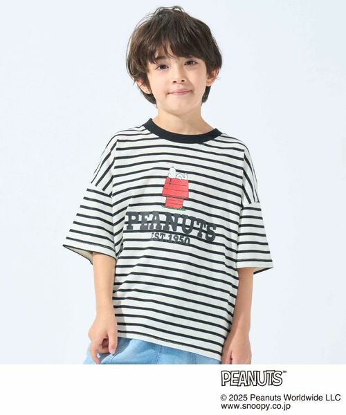 SHOO・LA・RUE/シューラルー 【PEANUTS】ボーダーTシャツ ブラック(319) 13(130cm) SHOO・LA・RUE/シューラルー 【PEANUTS】ボーダーTシャツ ブラック(319) 13(130cm)