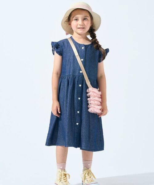 SHOO・LA・RUE / シューラルー ロング・マキシ丈ワンピース | 【100-150cm/ひんやり】ハートボタンデニムワンピース | 詳細10