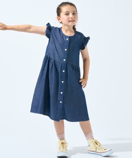 SHOO・LA・RUE / シューラルー ロング・マキシ丈ワンピース | 【100-150cm/ひんやり】ハートボタンデニムワンピース | 詳細11