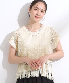SHOO・LA・RUE / シューラルー ニット・セーター | 【S-LL】裾フリンジマクラメVネックニット