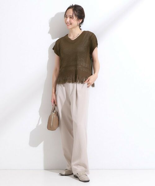 SHOO・LA・RUE / シューラルー ニット・セーター | 【S-LL】裾フリンジマクラメVネックニット | 詳細11