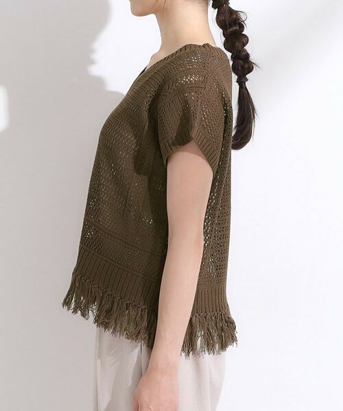 SHOO・LA・RUE / シューラルー ニット・セーター | 【S-LL】裾フリンジマクラメVネックニット | 詳細14