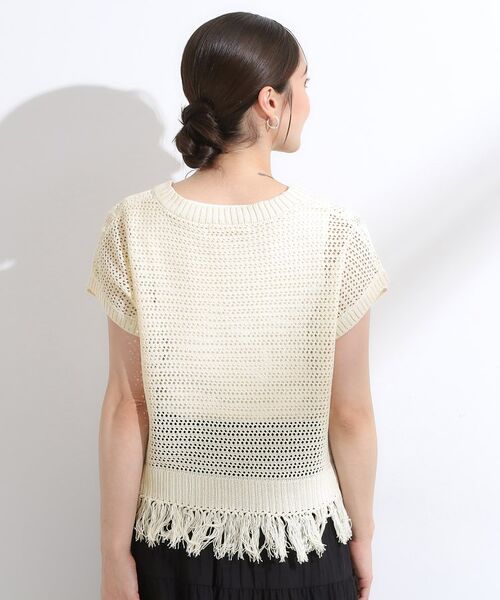 SHOO・LA・RUE / シューラルー ニット・セーター | 【S-LL】裾フリンジマクラメVネックニット | 詳細2