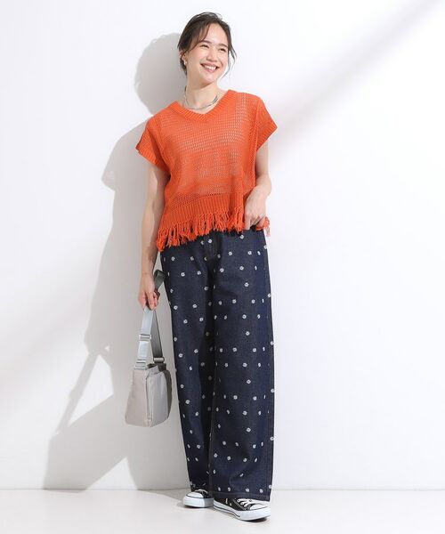 SHOO・LA・RUE / シューラルー ニット・セーター | 【S-LL】裾フリンジマクラメVネックニット | 詳細7