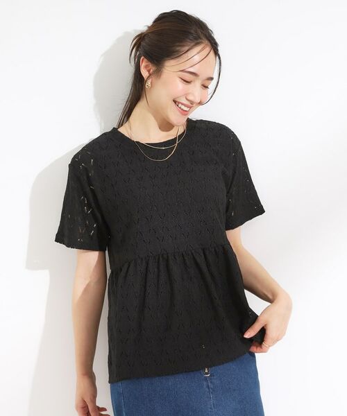 SHOO・LA・RUE / シューラルー カットソー | 【S-LL】インせず決まる レースペプラムトップス | 詳細1