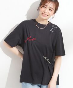 SHOO・LA・RUE / シューラルー Tシャツ | 【ひんやり】大人のカジュアルスタイルに レタリング刺繍Tシャツ