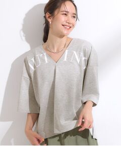 SHOO・LA・RUE / シューラルー カットソー | 【洗える】Vネックですっきり見え ロゴトップス