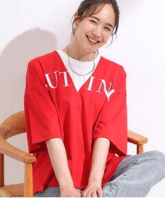 SHOO・LA・RUE / シューラルー カットソー | 【洗える】Vネックですっきり見え ロゴトップス