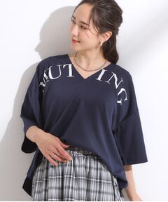SHOO・LA・RUE / シューラルー カットソー | 【洗える】Vネックですっきり見え ロゴトップス