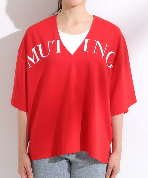 SHOO・LA・RUE / シューラルー カットソー | 【洗える】Vネックですっきり見え ロゴトップス | 詳細13