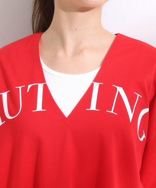 SHOO・LA・RUE / シューラルー カットソー | 【洗える】Vネックですっきり見え ロゴトップス | 詳細16