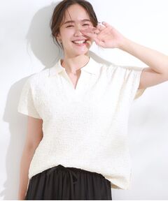 SHOO・LA・RUE / シューラルー カットソー | 【S-LL】一枚で着映え フレンチスリーブ ポロスキッパートップス