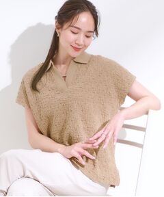 SHOO・LA・RUE / シューラルー カットソー | 【S-LL】一枚で着映え フレンチスリーブ ポロスキッパートップス