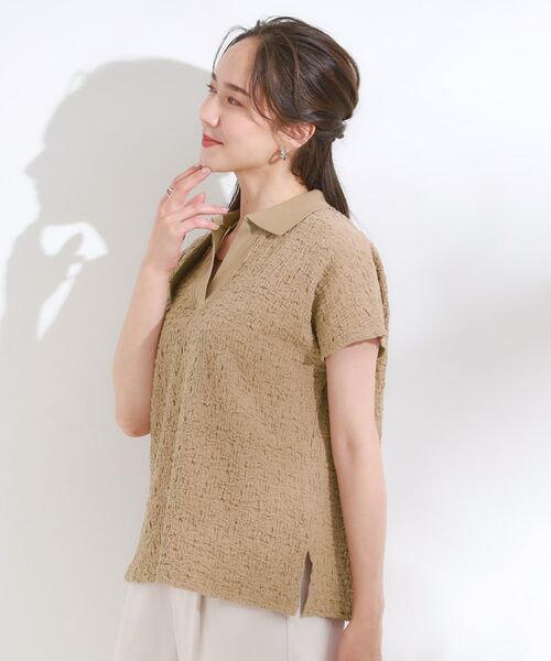 SHOO・LA・RUE / シューラルー カットソー | 【S-LL】一枚で着映え フレンチスリーブ ポロスキッパートップス | 詳細10