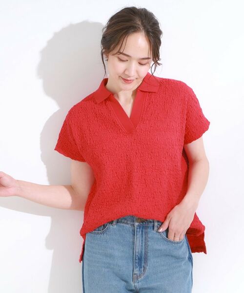 SHOO・LA・RUE / シューラルー カットソー | 【S-LL】一枚で着映え フレンチスリーブ ポロスキッパートップス | 詳細13