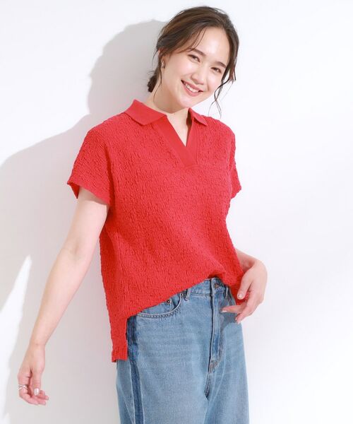 SHOO・LA・RUE / シューラルー カットソー | 【S-LL】一枚で着映え フレンチスリーブ ポロスキッパートップス | 詳細14