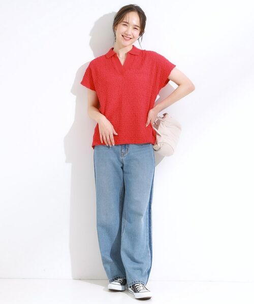 SHOO・LA・RUE / シューラルー カットソー | 【S-LL】一枚で着映え フレンチスリーブ ポロスキッパートップス | 詳細15