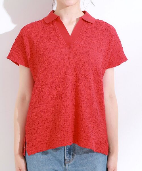 SHOO・LA・RUE / シューラルー カットソー | 【S-LL】一枚で着映え フレンチスリーブ ポロスキッパートップス | 詳細17