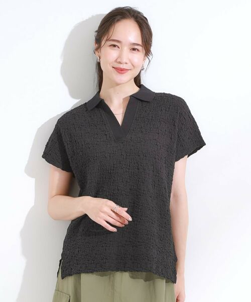 SHOO・LA・RUE / シューラルー カットソー | 【S-LL】一枚で着映え フレンチスリーブ ポロスキッパートップス | 詳細5