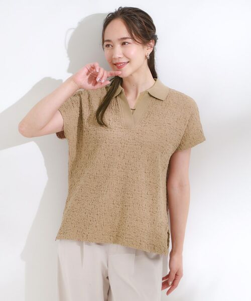 SHOO・LA・RUE / シューラルー カットソー | 【S-LL】一枚で着映え フレンチスリーブ ポロスキッパートップス | 詳細9