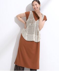 SHOO・LA・RUE / シューラルー ミニ丈・ひざ丈ワンピース | 【2点セット】クロシェ編みレースベスト＋Tシャツワンピースセット