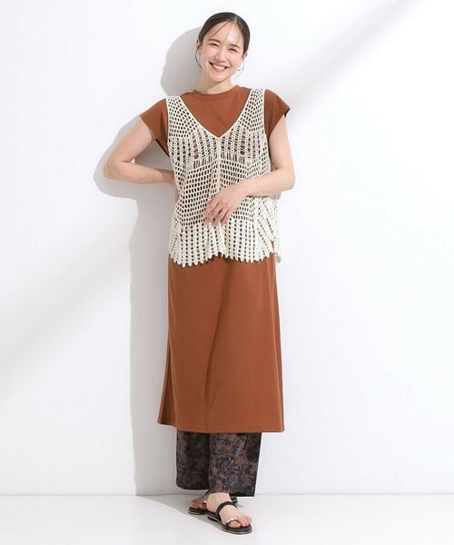 SHOO・LA・RUE / シューラルー ミニ丈・ひざ丈ワンピース | 【2点セット】クロシェ編みレースベスト＋Tシャツワンピースセット | 詳細1