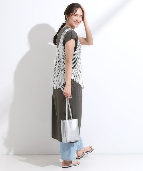 SHOO・LA・RUE / シューラルー ミニ丈・ひざ丈ワンピース | 【2点セット】クロシェ編みレースベスト＋Tシャツワンピースセット | 詳細13