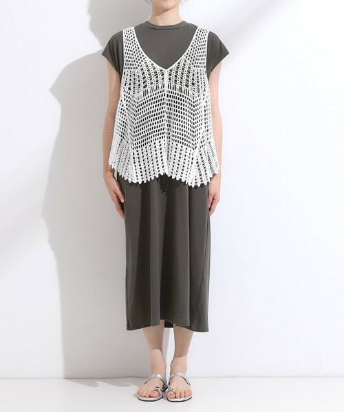 SHOO・LA・RUE / シューラルー ミニ丈・ひざ丈ワンピース | 【2点セット】クロシェ編みレースベスト＋Tシャツワンピースセット | 詳細16