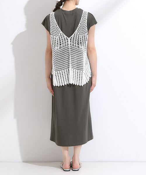 SHOO・LA・RUE / シューラルー ミニ丈・ひざ丈ワンピース | 【2点セット】クロシェ編みレースベスト＋Tシャツワンピースセット | 詳細18