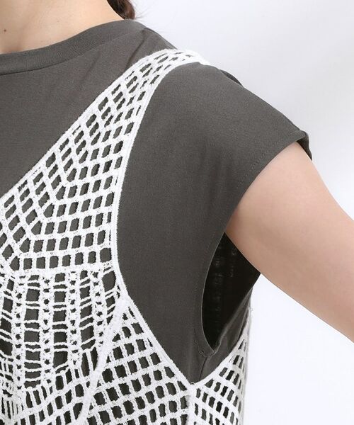 SHOO・LA・RUE / シューラルー ミニ丈・ひざ丈ワンピース | 【2点セット】クロシェ編みレースベスト＋Tシャツワンピースセット | 詳細20