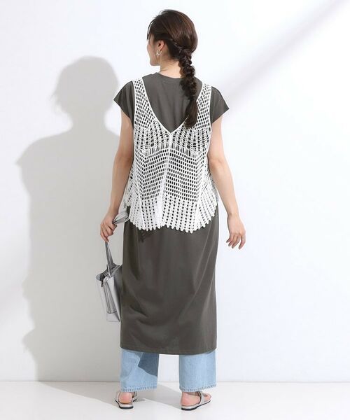 SHOO・LA・RUE / シューラルー ミニ丈・ひざ丈ワンピース | 【2点セット】クロシェ編みレースベスト＋Tシャツワンピースセット | 詳細9
