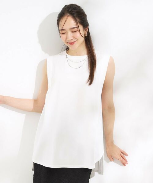 SHOO・LA・RUE / シューラルー チュニック | 【汗ジミ軽減/ひんやり/UV】大人のヘルシーな着こなしに タックノースリーブチュニック | 詳細1