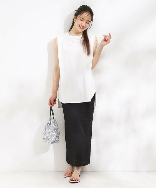 SHOO・LA・RUE / シューラルー チュニック | 【汗ジミ軽減/ひんやり/UV】大人のヘルシーな着こなしに タックノースリーブチュニック | 詳細3