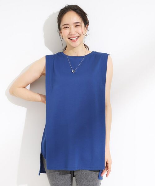 SHOO・LA・RUE / シューラルー チュニック | 【汗ジミ軽減/ひんやり/UV】大人のヘルシーな着こなしに タックノースリーブチュニック | 詳細9