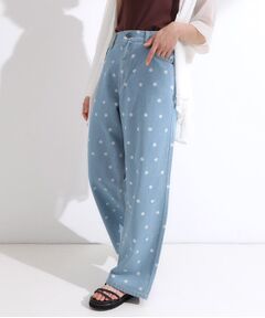 SHOO・LA・RUE / シューラルー デニムパンツ | 【S-LL】周りと差がつく デイジー柄デニムワイドパンツ