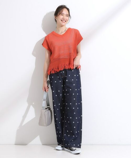 SHOO・LA・RUE / シューラルー デニムパンツ | 【S-LL】周りと差がつく デイジー柄デニムワイドパンツ | 詳細3