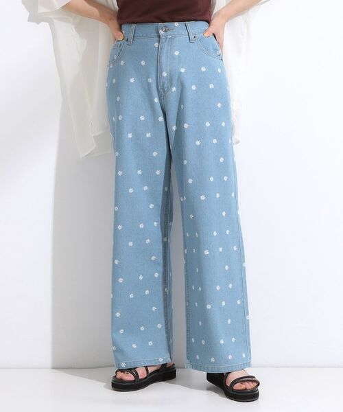 SHOO・LA・RUE / シューラルー デニムパンツ | 【S-LL】周りと差がつく デイジー柄デニムワイドパンツ | 詳細5