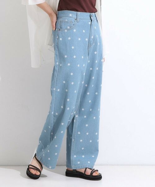 SHOO・LA・RUE / シューラルー デニムパンツ | 【S-LL】周りと差がつく デイジー柄デニムワイドパンツ | 詳細6