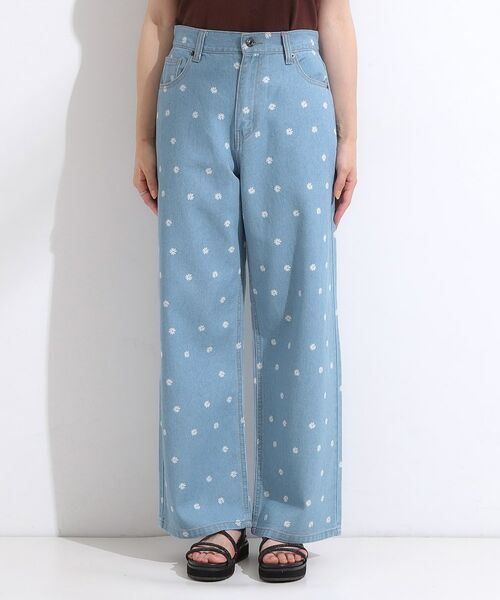 SHOO・LA・RUE / シューラルー デニムパンツ | 【S-LL】周りと差がつく デイジー柄デニムワイドパンツ | 詳細9
