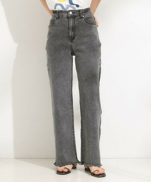 SHOO・LA・RUE / シューラルー デニムパンツ | 【S-LL/裏ひんやり/ストレッチ】ワイドストレートデニムパンツ | 詳細1