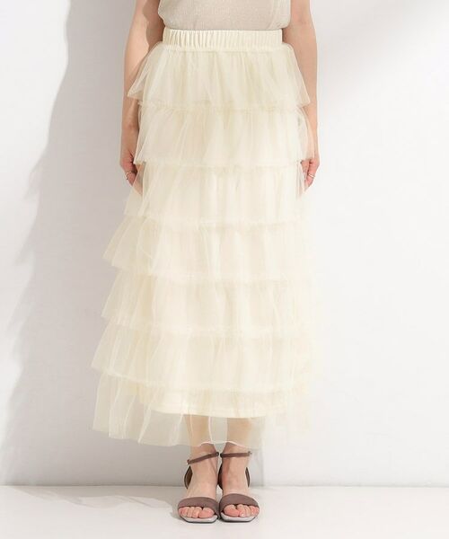 SHOO・LA・RUE / シューラルー ロング・マキシ丈スカート | 【2点セット/S-LL】コーデの主役になる チュールティアードスカート | 詳細14